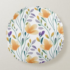Golden Bloom Botanisches Rundkissen Rundes Kissen