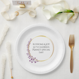 Golden Bloom Floral Geburtstagsparty Pappteller