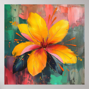 Golden Bloom – Lebendiger abstrakter floraler Ausd Poster