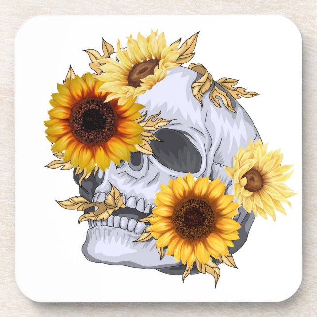 GOLDEN BLOOM SKULL GETRÄNKEUNTERSETZER (Vorderseite)