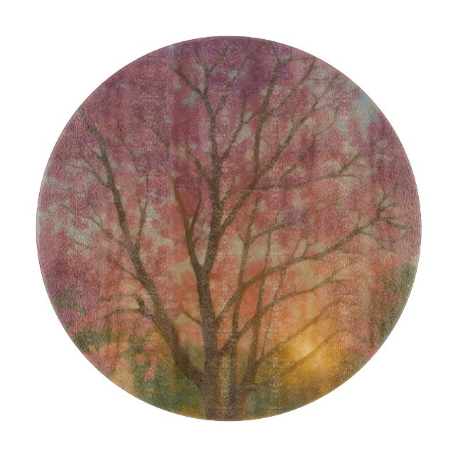 Golden Bloom - Sonnenuntergang Gemälde im Garten Schneidebrett (Vorderseite)