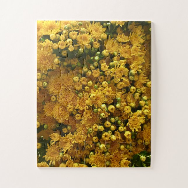 Golden Bloom Wall | Yellow Chrysanthemum Puzzle (Vertikal)