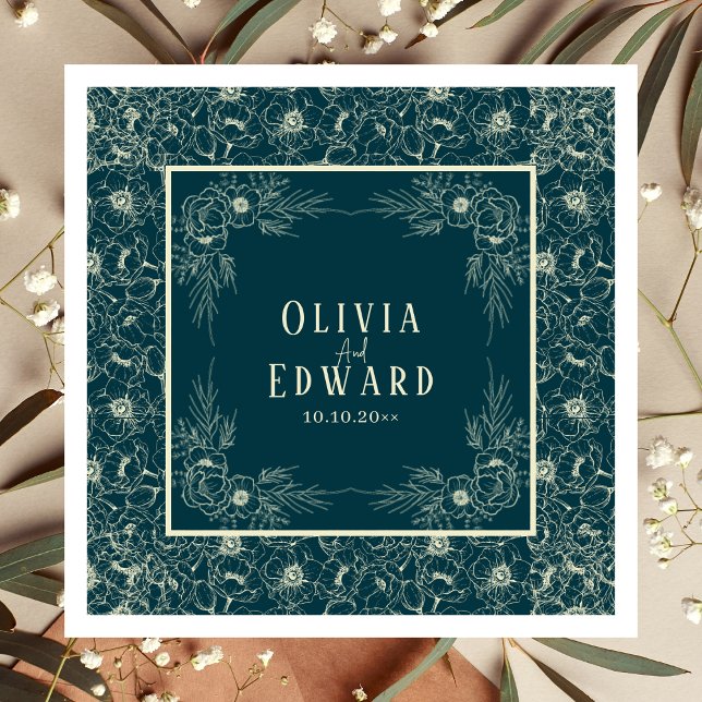 Golden Bloom Wedding Serviette (Von Creator hochgeladen)