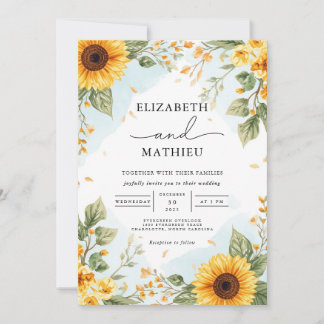Golden Bloom Whimsical Wedding Einladung