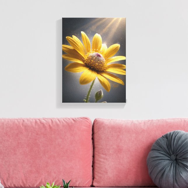 Golden Bloom – Yellow Flower Macro Photography Art Leinwanddruck (Insitu (Wohnzimmer))