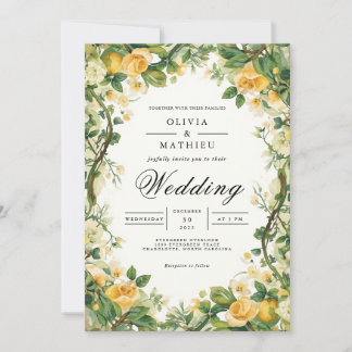 Golden Blossom Arch Floral Wedding Einladung