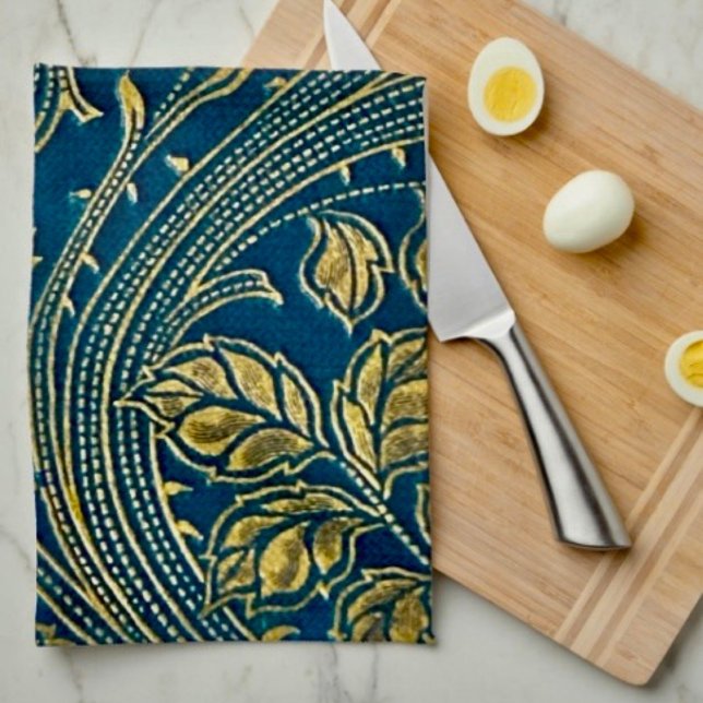 Golden Blossom Elegance Küchen Handtücher (Kitchen Towel 16”X24” poly-blend machine washable. )