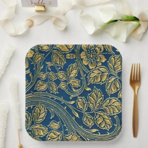 Golden Blossom Elegance Papierplatte Pappteller