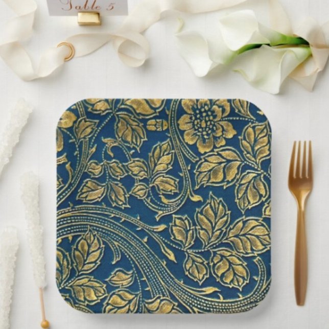 Golden Blossom Elegance Papierplatte Pappteller ( Paper Plates Durable paper stock FDA compliant food safety. 
)