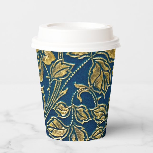 Golden Blossom Elegante Papiertasse Pappbecher (Vorderseite)