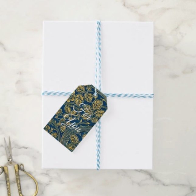Golden Blossom Geschenkanhänger (Gift Tag. D: 3.5"l x 2”w.  Set of 10. Printed on 120lb, 18 point thick matte paper. Made in USA.)