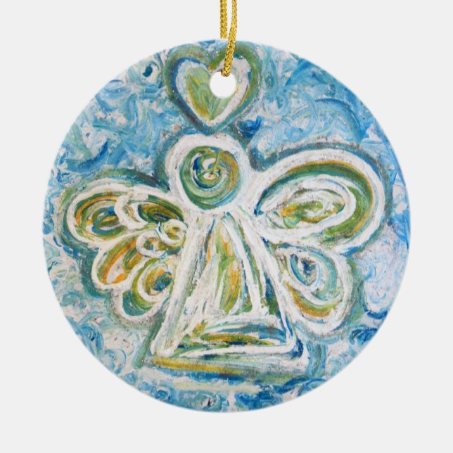 Golden Blue Angel Kunst, Dichtung und Musik Keramik Ornament (Vorne)