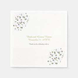 Golden Blue Confetti Dots Serviette