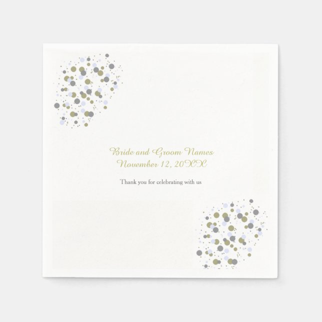 Golden Blue Confetti Dots Serviette (Vorderseite)