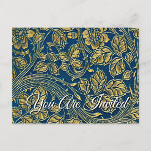 Golden Blue Einladung Postkarte