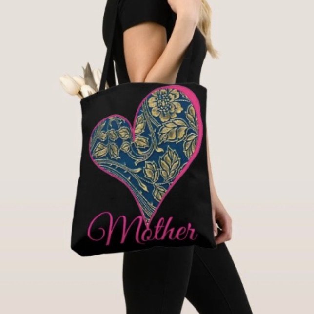 Golden Blue Elegance  (Chic tote bag for Mom—perfect for errands, shopping, and showing love this Mother’s Day.
)