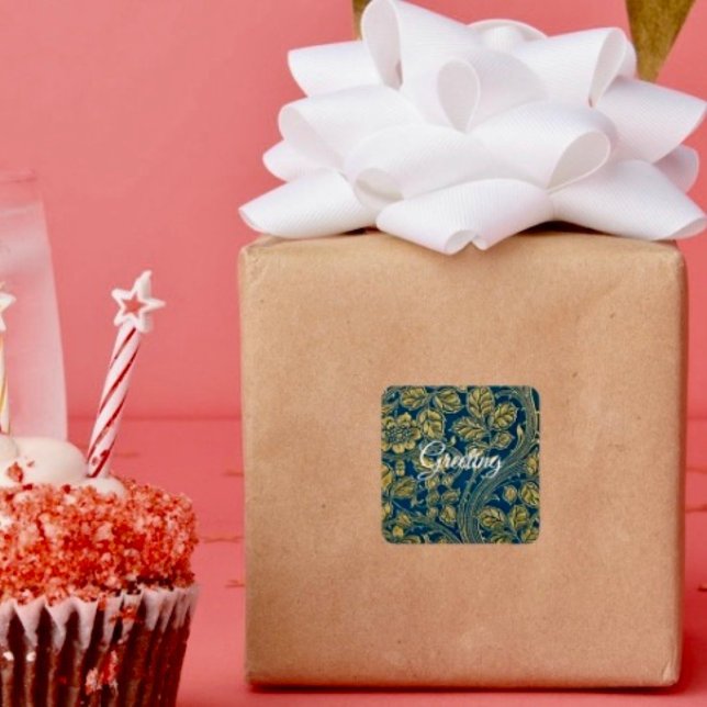 Golden Blue Eleganz Sticker (Decorate your gifts or envelopes with this beautiful floral sticker. 
)
