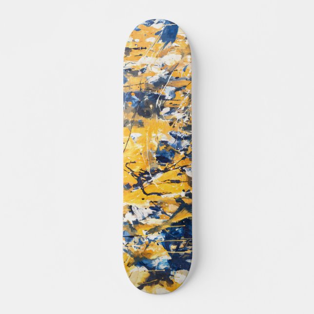 Golden Blue Floral Camo Skateboard (Vorne)