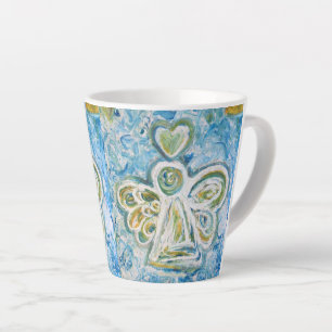 Golden Blue Guardian Angel Custom Latte Tasse Cup