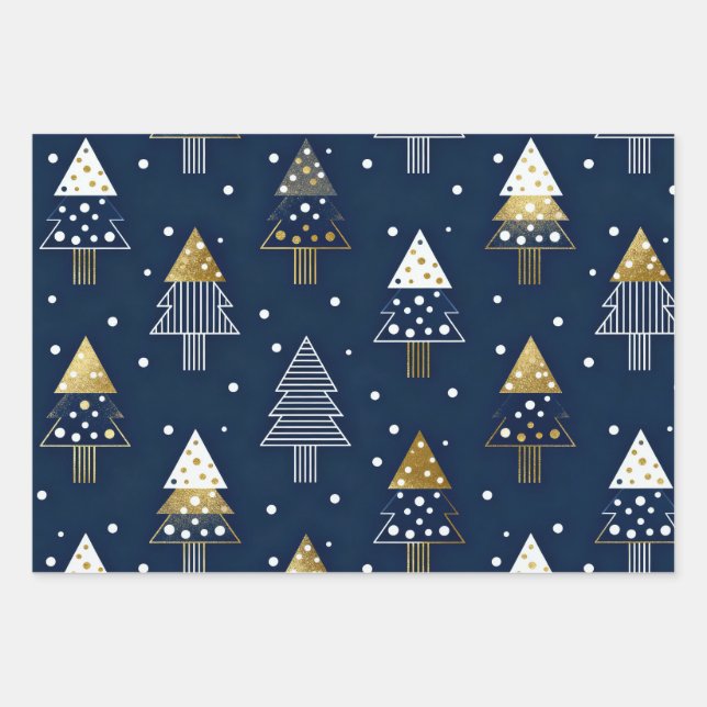 Golden Blue Pine Holiday  Geschenkpapier Set (Vorderseite 2)