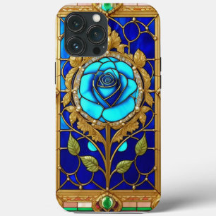 Golden Blue Rose im dekorativen Rahmen Case-Mate iPhone Hülle