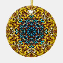 Golden-blue snowflake like pattern (sunset-Joker) Keramik Ornament