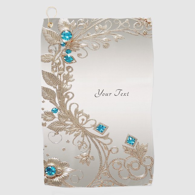 Golden Blue Stones Golf Handtuch (Vorderseite)