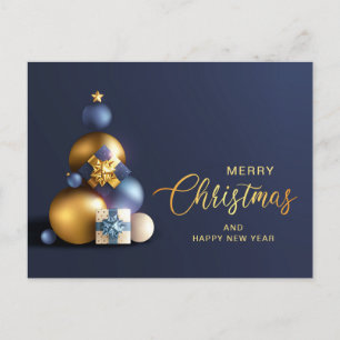 Golden Blue Weihnachts-Ornament Firmengrüße Postkarte
