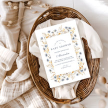 Golden Blue Wildflower Baby Shower
