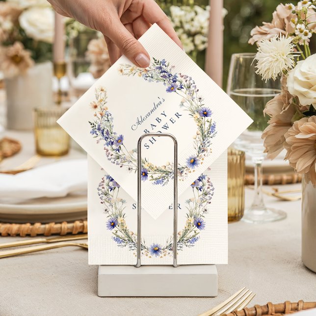 Golden Blue Wildflower Baby Shower Serviette (Von Creator hochgeladen)