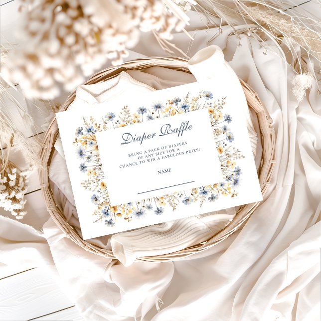 Golden Blue Wildflower Diapper Raffle Begleitkarte (Von Creator hochgeladen)
