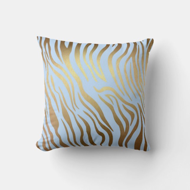 Golden Blue Zebra Safari Kissen (Vorderseite)