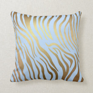 Golden Blue Zebra Safari Kissen