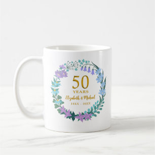Golden Bluebells Wreath zum 50. Hochzeitstag Kaffeetasse