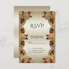 Golden Blume Red Gemstone Splendor RSVP Card