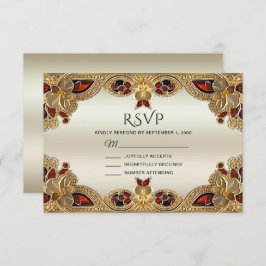 Golden Blume Red Gemstone Splendor RSVP Card