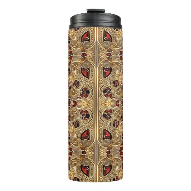 Golden Blume Red Gemstone Thermal Tumbler Thermosbecher (Vorderseite)