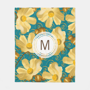 Golden Blume und Pods Custom Monogram Fleecedecke