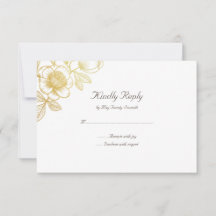 Golden Blume Wedding RVSP Card