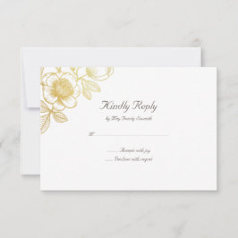 Golden Blume Wedding RVSP Card RSVP Karte