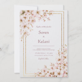 Golden Blush Blossom Einladung Hochzeit