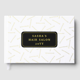 Golden Bobby Button Pattern Friseur Salon Gästebuch