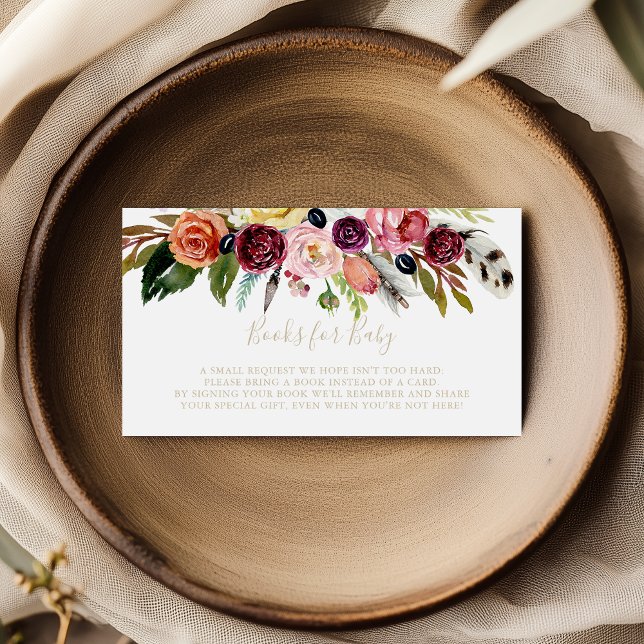 Golden Boho Floral Baby Showbuchanfrage Begleitkarte (Von Creator hochgeladen)