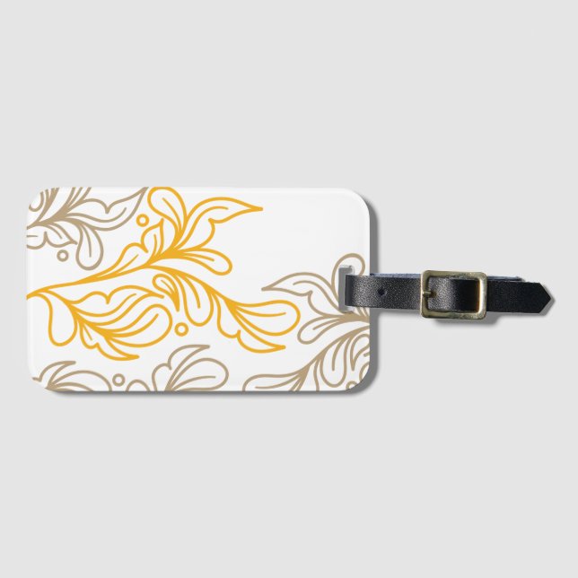 Golden Boho Leaf Design Gepäckanhänger (Vorderseite (Horizontal))