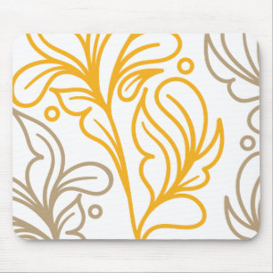 Golden Boho Leaf Design Mousepad