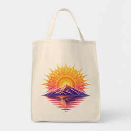 Golden Boho Mandala Sun Mountain Sunset Reflection Tragetasche