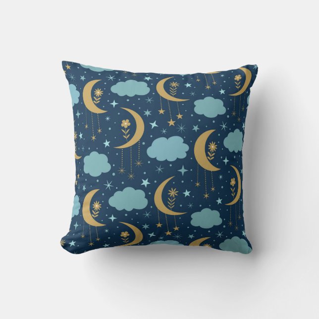 Golden Boho Moon mit Wolken Kissen (Vorderseite)