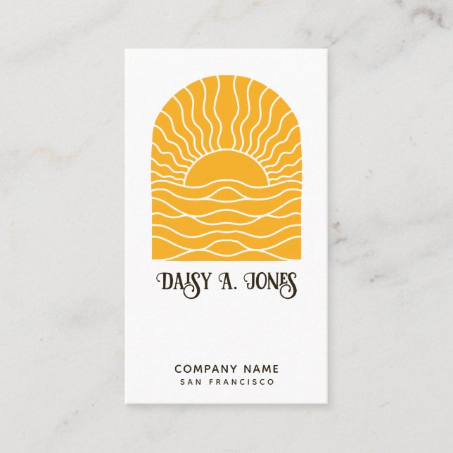 Golden Boho Sunrise Business Card Visitenkarte (Vorderseite)