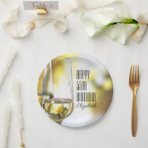 Golden Bokeh Elegant 55. Geburtstag Weinglas