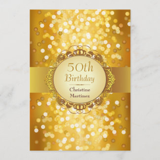 Golden Bokeh Foto 50. Geburtstagsparty Einladung